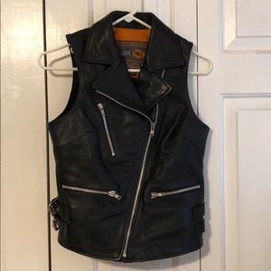 Black Classic Leather Gear Vest